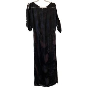 BCBG MAXAZRIA Runway XS Black Silk Blend Burnout Maxi Dress Whimsigoth